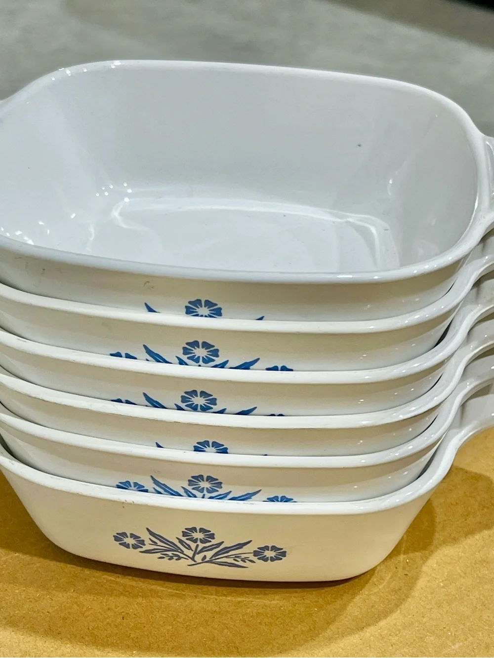 Corning Ware VTG Blue Cornflower Petite Pan P-41-B USA 12oz White Casserole (6)